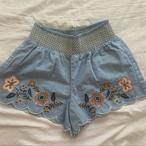 Floral Embroidered Shorts